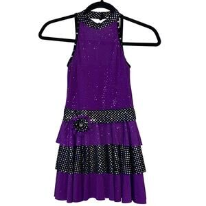 Revolution Dance Costume CM Purple Sequin Jazz Tap Dress Competition Costume